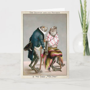 Victorian Frogs Happy New Year Card