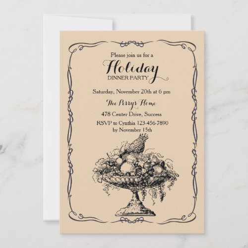 Victorian Fruit Bowl Dinner Party Invitation