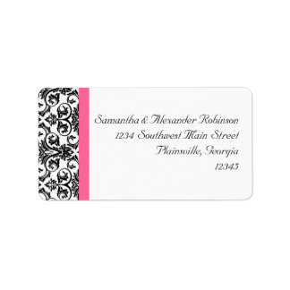 Victorian Fuchsia Pink and White Damask Label