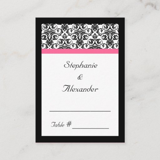 Customizable Victorian Fuchsia Pink and White Damask Business Cards