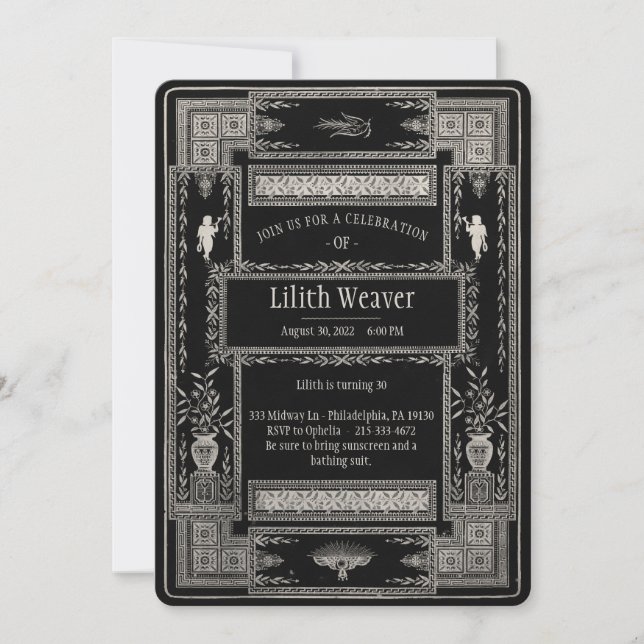 Victorian Funeral Style Customizable Invitation (Front)