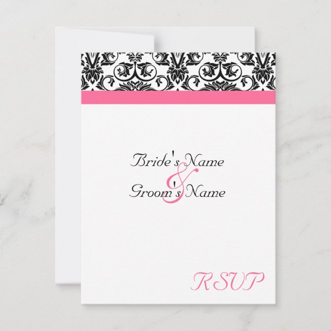 Victorian Fuschia Wedding Matching RSVP Card (Front)