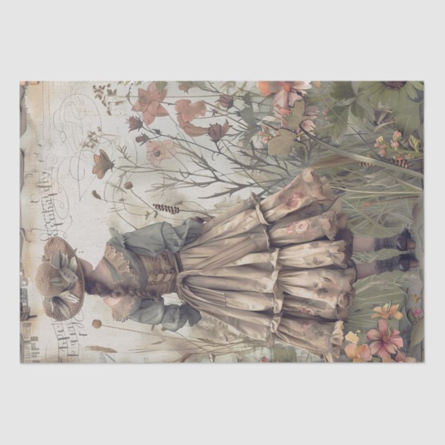 Victorian Garden Girl Tissue Paper (Front)