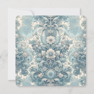 Victorian Garden in Blue Vintage Floral Baroque Invitation