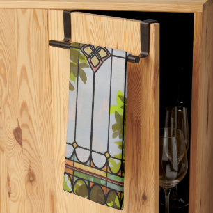 Victorian Garden Stained glass Window Curtain Kitchen Towel