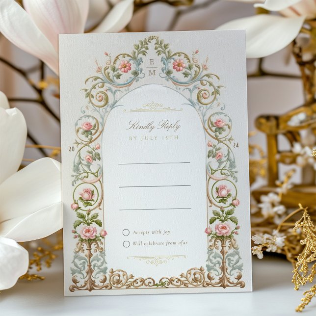 Victorian Garden Wedding RSVP Invitation Card (Creator Uploaded)