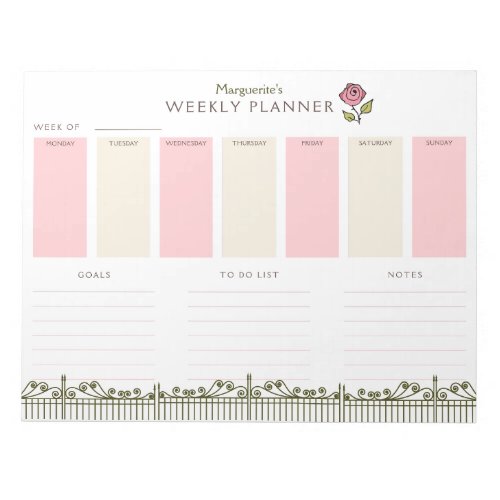 Victorian Garden Weekly Planner To_Do List Notepad