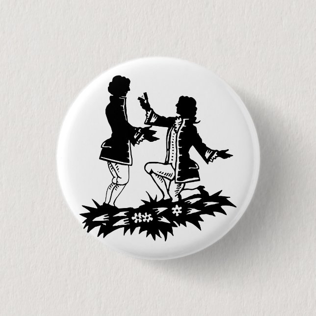 Victorian Gay Man proposing to Lover silhouette  Button (Front)