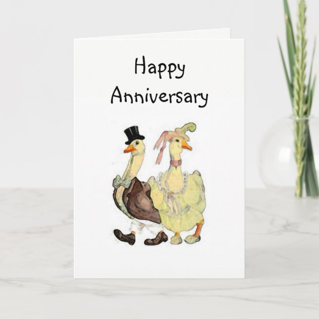 Victorian Geese Happy Anniversary Greeting Card (Front)