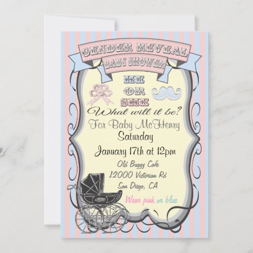 Victorian Gender Reveal Baby Shower Invitations