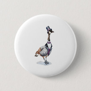 Victorian Gentleman Goose in a Top Hat Button