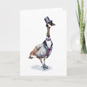 Victorian Gentleman Goose in a Top Hat Card