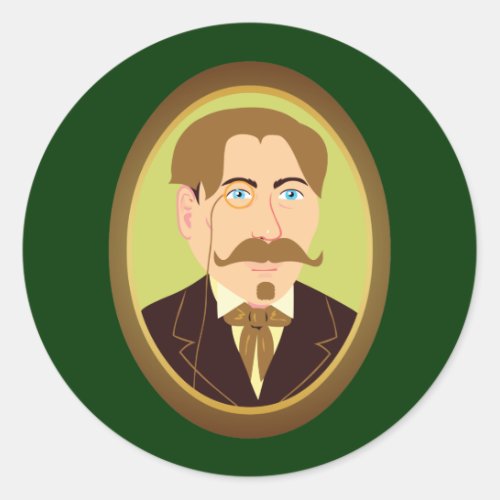 Victorian Gentleman Portrait Classic Round Sticker