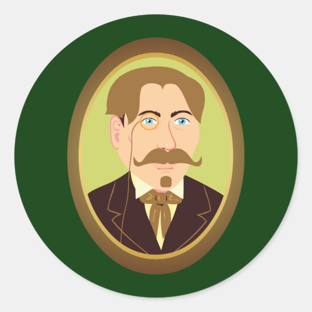 Victorian Gentleman Portrait Classic Round Sticker (Front)