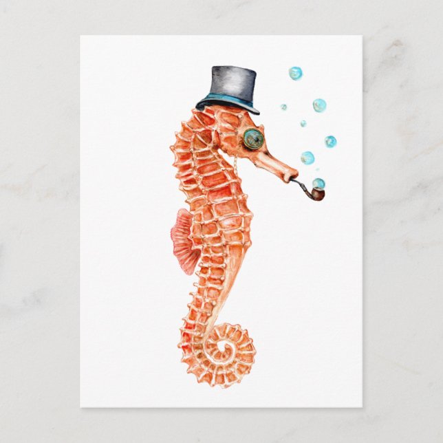 Victorian Gentleman Seahorse Postcard (Front)
