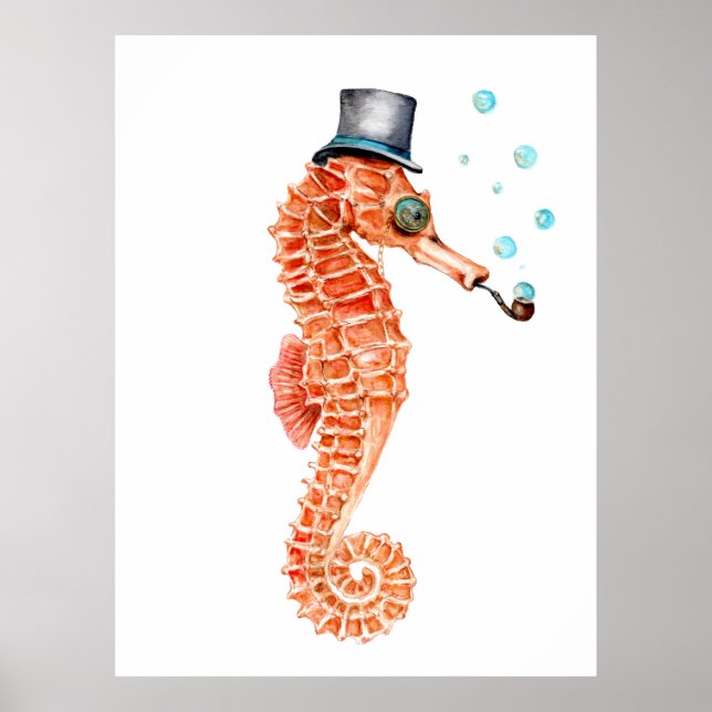 Victorian Gentleman Seahorse Poster (Front)