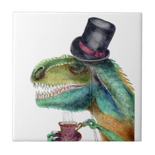 Victorian Gentleman Tyrannosaurus Rex Ceramic Tile