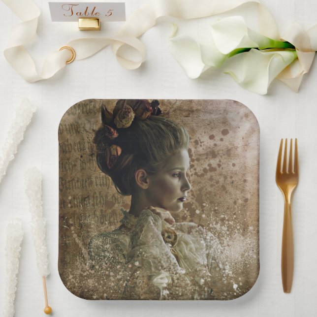 Victorian Ghost Lady-in-Waiting Paper Plates (Wedding)