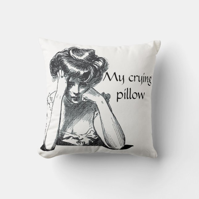 Victorian gibson girl funny depression crying  throw pillow (Front)