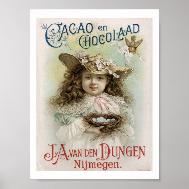 Victorian Girl Chocolate Candy Advertising Art Pri Poster (Front)