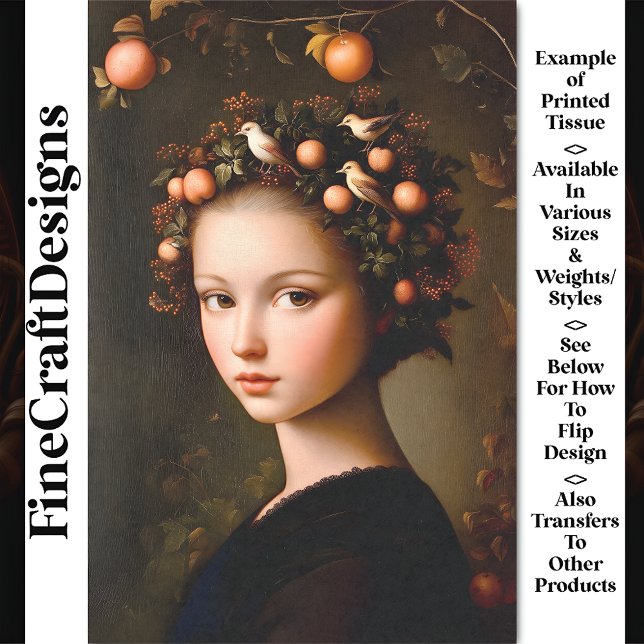 Victorian Girl Crown Foliage + Fruit BF3 Decoupage Tissue Paper (Creator Uploaded)