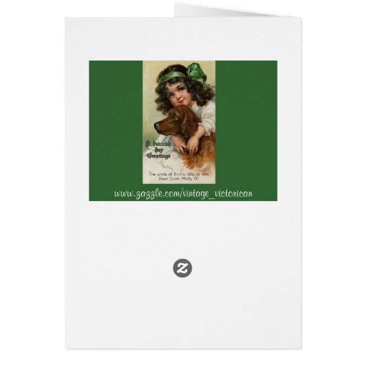 Victorian Girl/Dog St. Patrick's Day Greeting Card (Back)