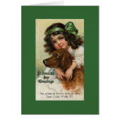 Victorian Girl/Dog St. Patrick's Day Greeting Card (Front)