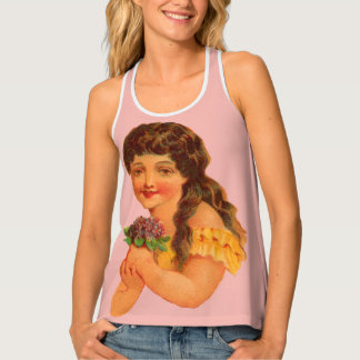 Victorian girl holding violets tank top