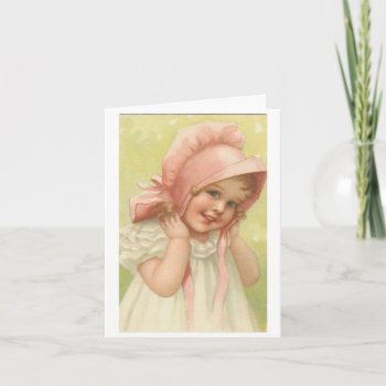 Victorian Girl In A Pink Bonnet Card by ebhaynes at Zazzle