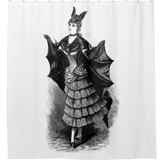 Victorian Girl in Bat Costume I Shower Curtain (Front)