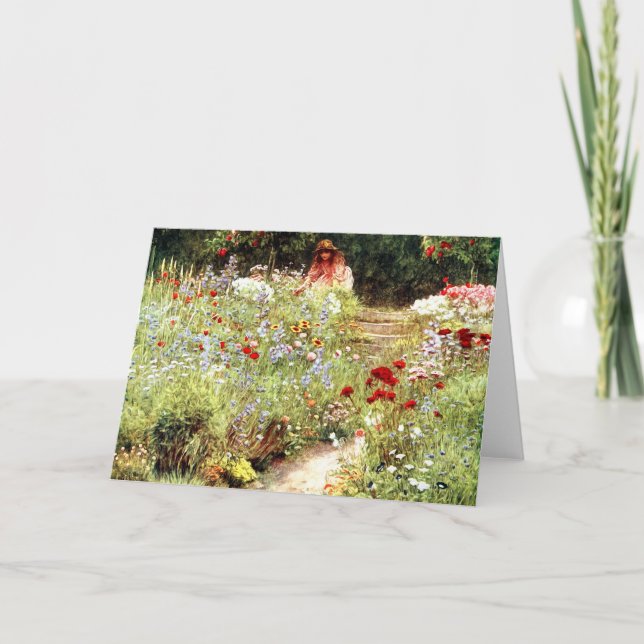 Victorian Girl in the Flower Garden Card (Front)