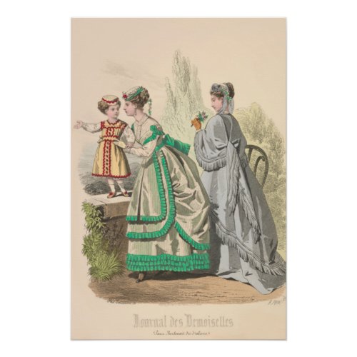 Victorian Girl Ladies French Fashion Vintage Ad Poster