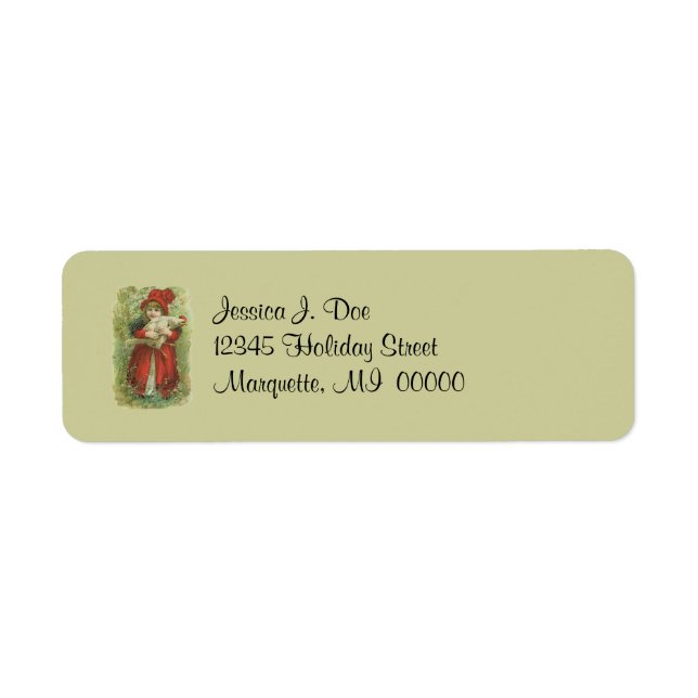 Victorian Girl Pet chicken Return address Label (Front)