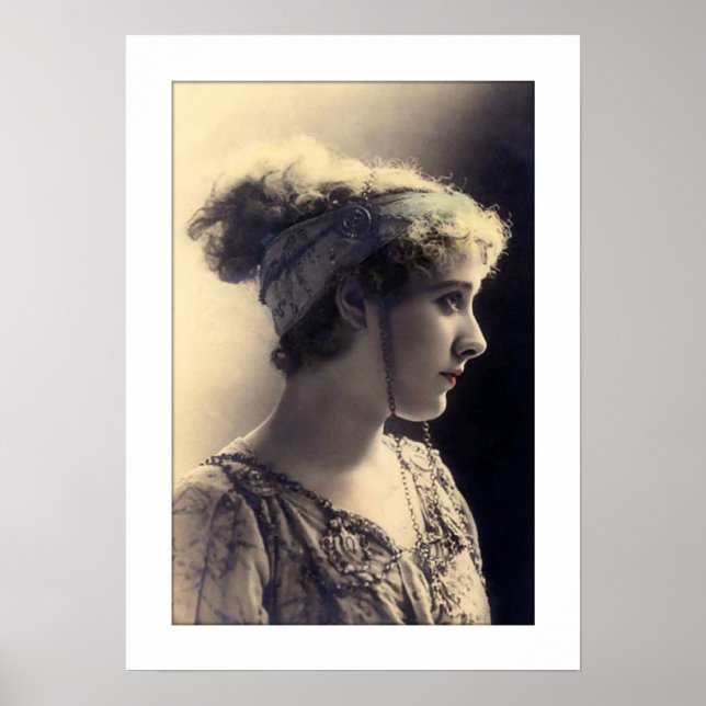 victorian girl, profile, sepia tone poster (Front)