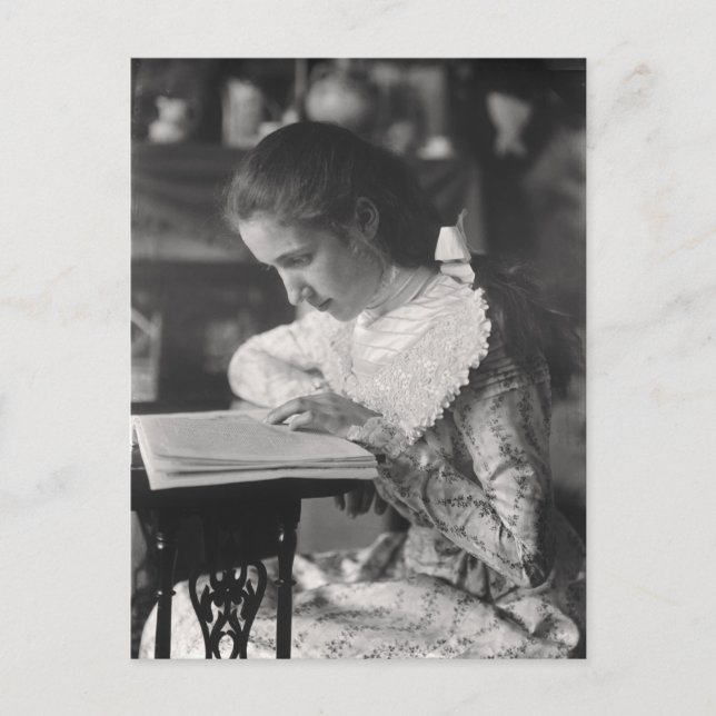 Victorian girl reading a book postcard (Front)