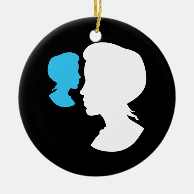 Victorian Girl Silhouette Cameo Ceramic Ornament (Front)