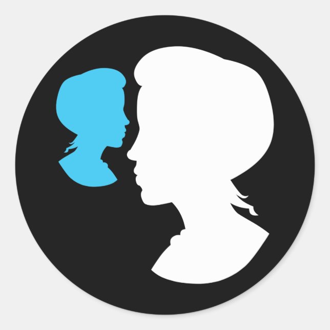 Victorian Girl Silhouette Cameo Classic Round Sticker (Front)