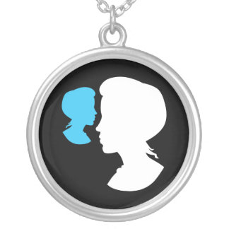 Victorian Girl Silhouette Cameo Silver Plated Necklace