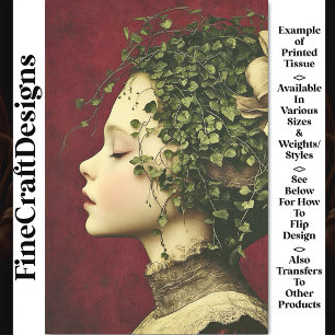 Victorian Girl, Velvet Dress, Vines BE5 Decoupage Tissue Paper