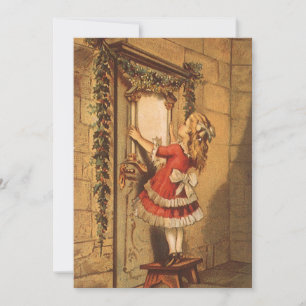 Victorian Girl with Christmas Garland Invitation