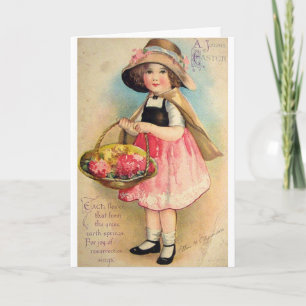 Victorian Girl  With Flowers Easter Card