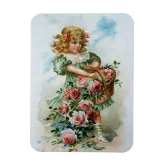 Victorian Girl with Roses Magnet