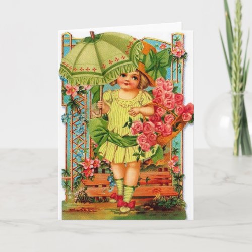 Victorian Girl With Roses Note Card