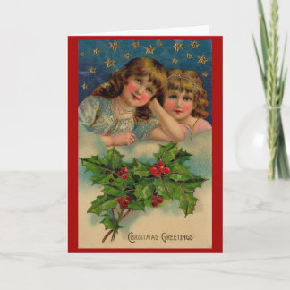 Victorian girls Christmas Greeting Card
