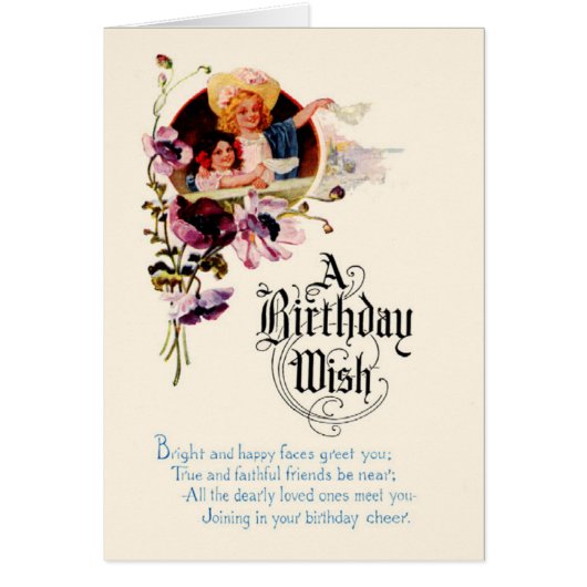 Victorian Girls Happy Birthday Greeting Card (Front)
