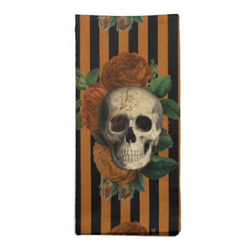Victorian Glam Skull with Roses Cloth Napkin