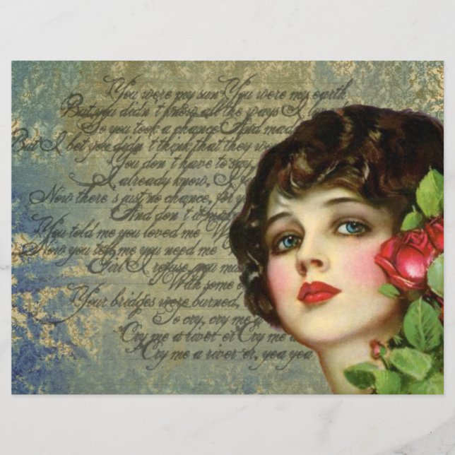 Victorian Glamour Girl w/ Red Rose (Front)