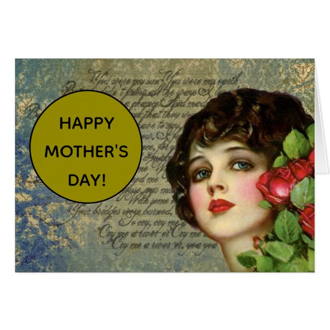 Victorian Glamour Girl with Red Rose (Front Horizontal)