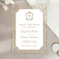 Victorian Gold Catholic Wedding Save the Date