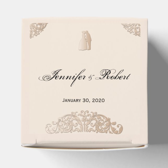 Victorian Gold Filigree Wedding Favor Boxes (Top)